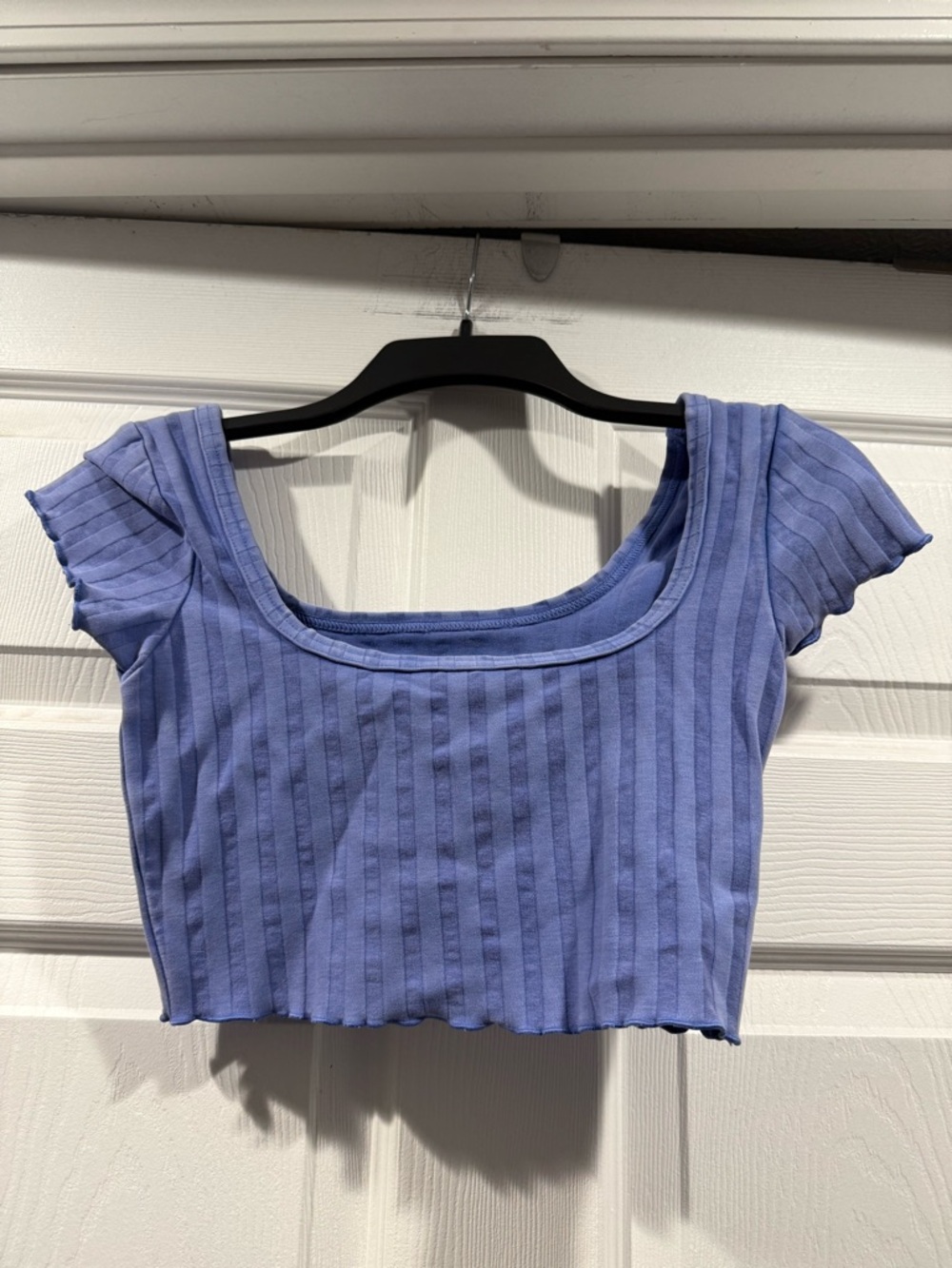 aerie Scoop Neck Ribbed Crop Top in Periwinkle Blue. size XS